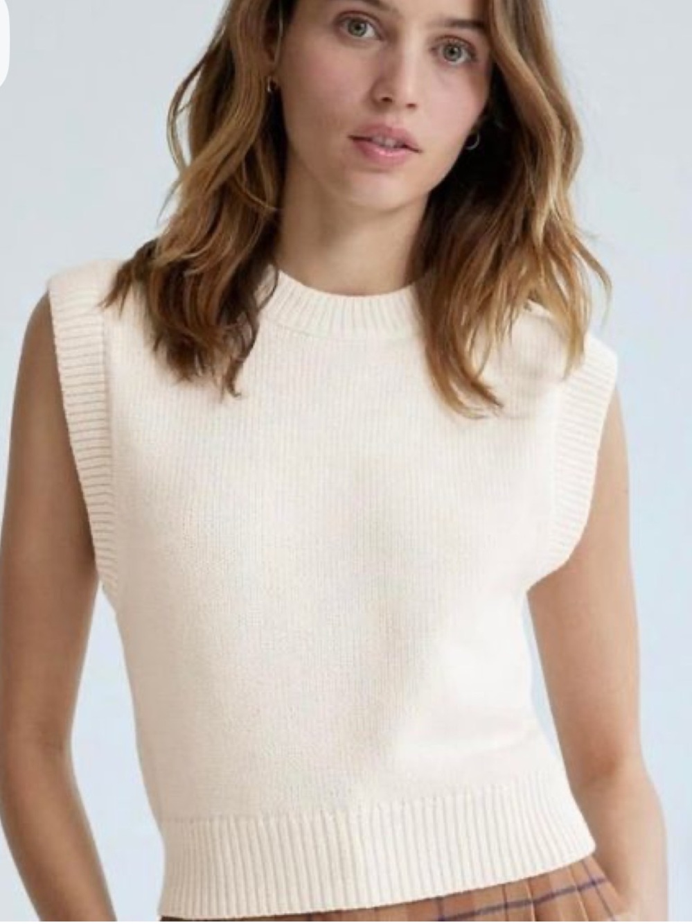 Aritzia Wilfred Alps Knit Mock Neck Sleeveless Vest Cream 2XS